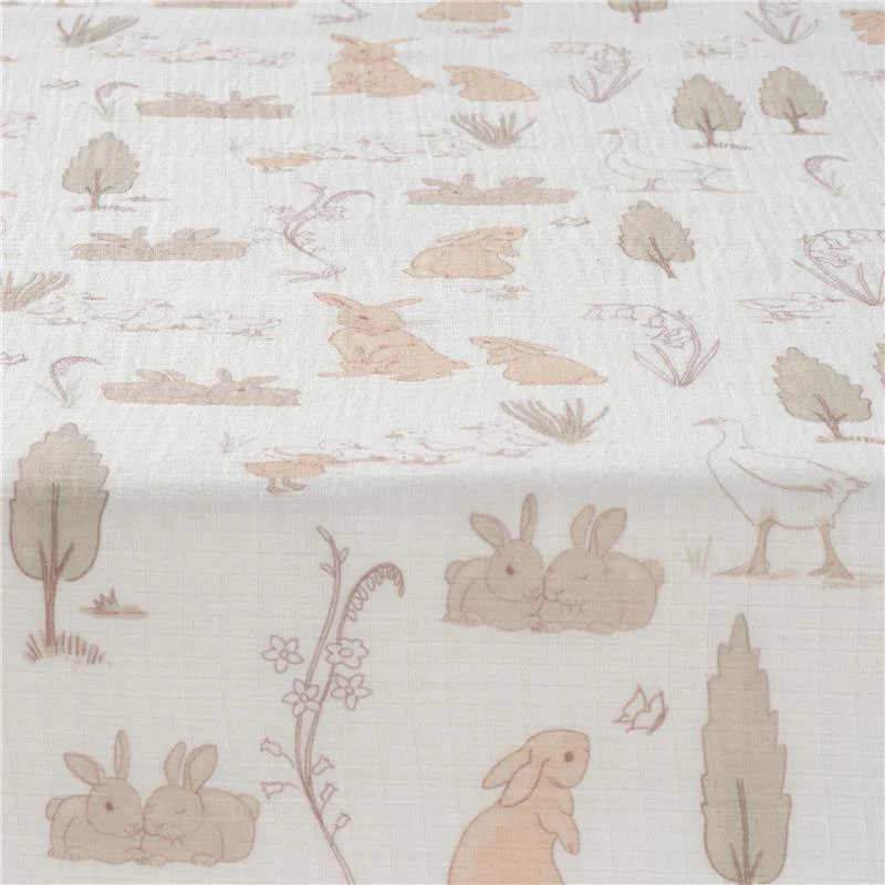 Lambs & Ivy Bunny Hop Organic Cotton Sheet, Muslin - Image 4