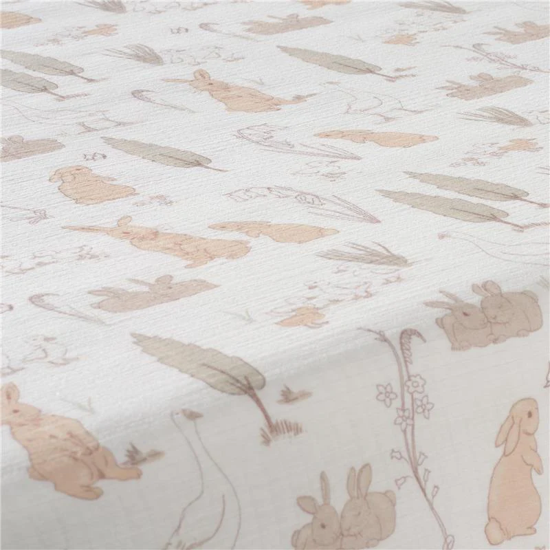 Lambs & Ivy Bunny Hop Organic Cotton Sheet, Muslin - Image 5