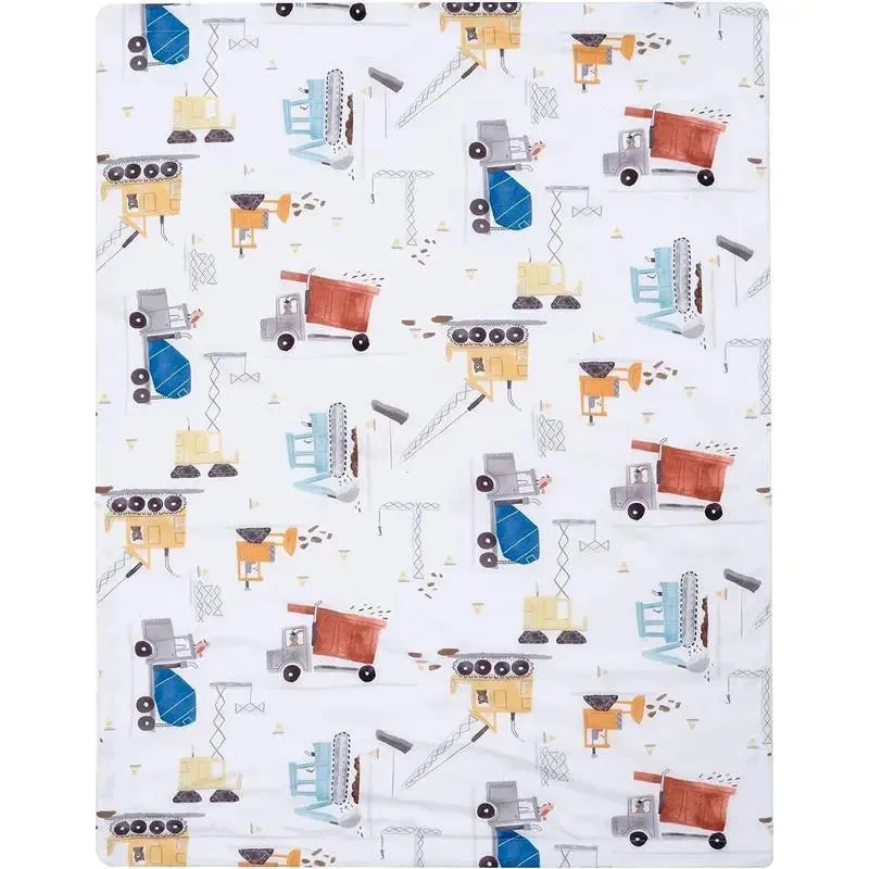 Lambs & Ivy - Construction Zone White Cozy Fleece Trucks Baby Blanket - Image 3