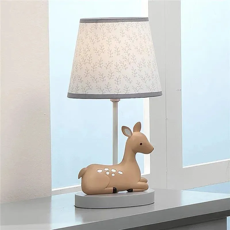 Lambs & Ivy - Deer Park Woodland Taupe Lamp with Gray/White Shade & Bulb - Image 3