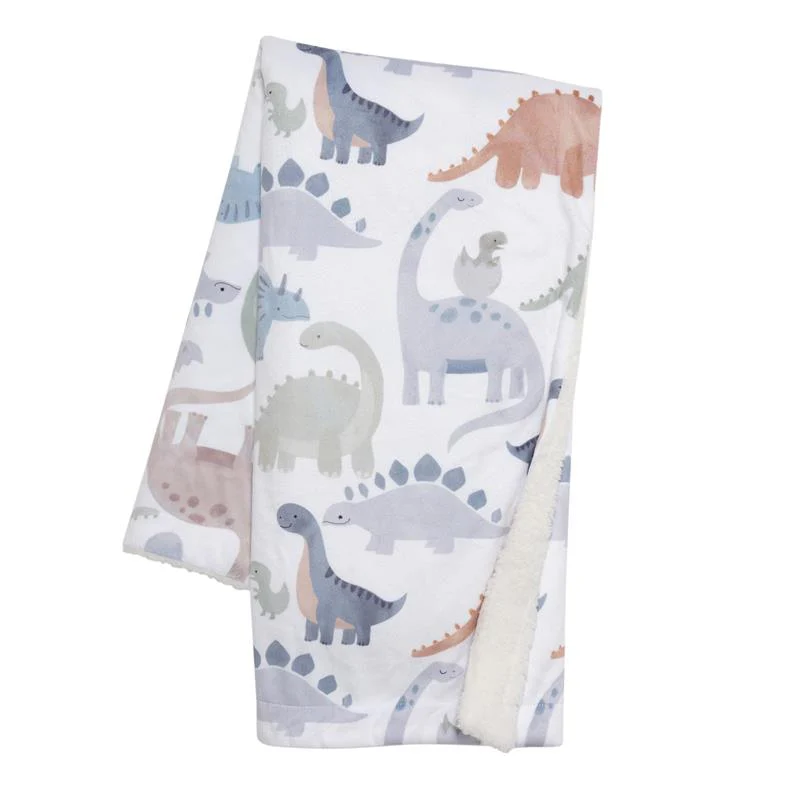 Lambs & Ivy - Dino-Might Ultra-Soft Fleece Watercolor Dinosaur Baby Blanket