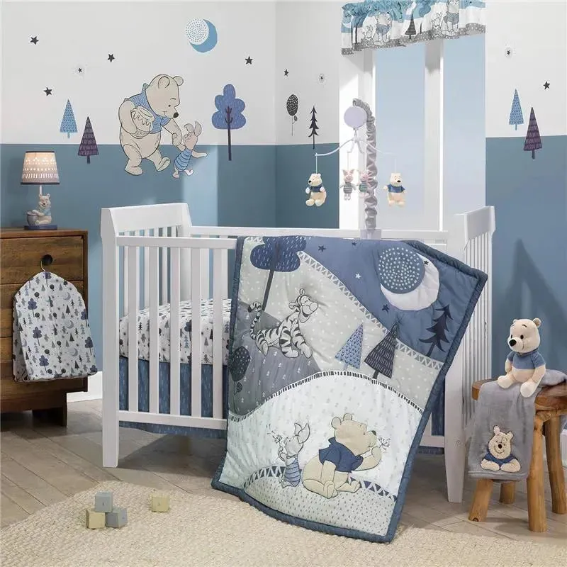 Lambs & Ivy - 3Pk Disney Forever Pooh Baby Crib Bedding Set, Blue