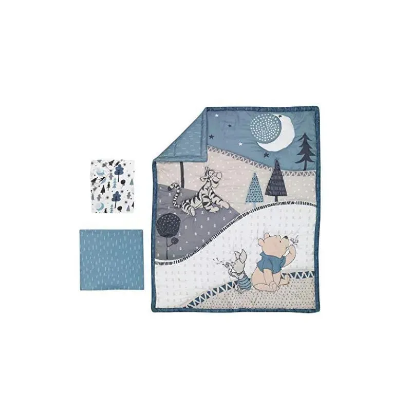 Lambs & Ivy - 3Pk Disney Forever Pooh Baby Crib Bedding Set, Blue - Image 2