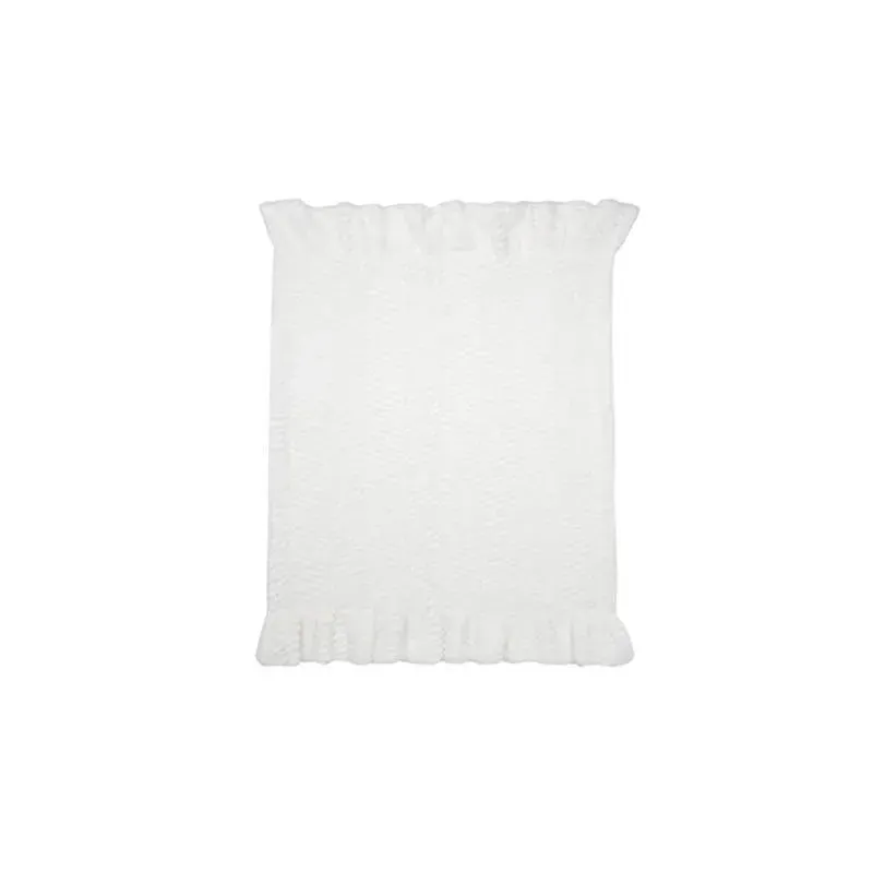 Lambs & Ivy Lux Minky Ruffled Baby Blanket, White - Image 2