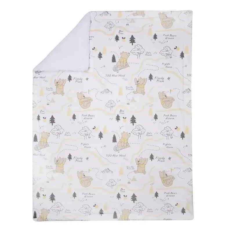 Lambs & Ivy Minky Sherpa Baby Blanket, Winnie and the Pooh - Image 2