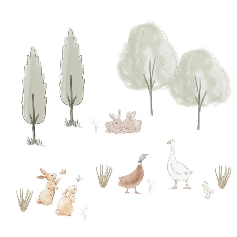 Lambs & Ivy Signature Bunny Hop Woodland Trees/Duck Wall Decals/Stickers - Image 2