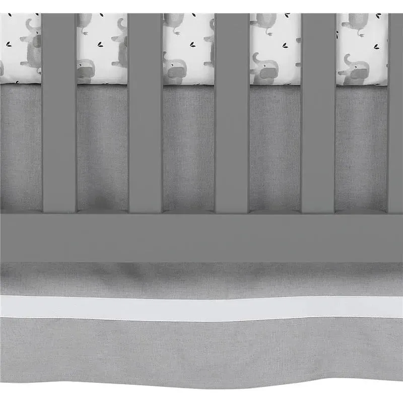Lambs & Ivy - Signature Gray Linen with White Trim 4-Sided Crib Skirt