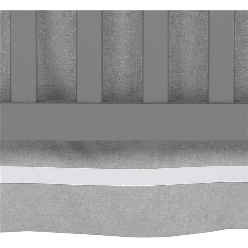 Lambs & Ivy - Signature Gray Linen with White Trim 4-Sided Crib Skirt - Image 3