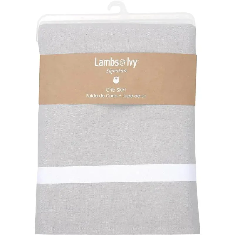 Lambs & Ivy - Signature Gray Linen with White Trim 4-Sided Crib Skirt - Image 4