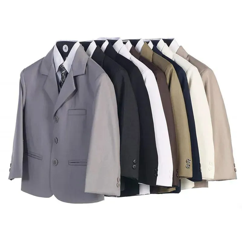 Lito - Boy's 3 Button 5 Piece Khaki Suit With Shirt, Vest, And Tie - Image 3