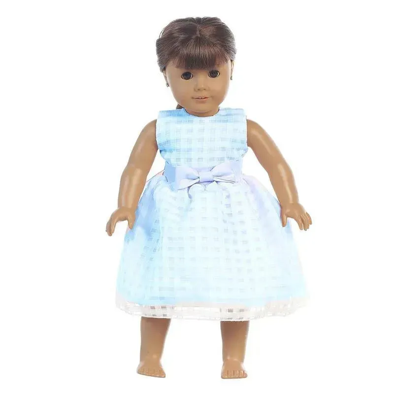 Lito - Organza Dress With Burnout Squares, Blue Dolls Dress