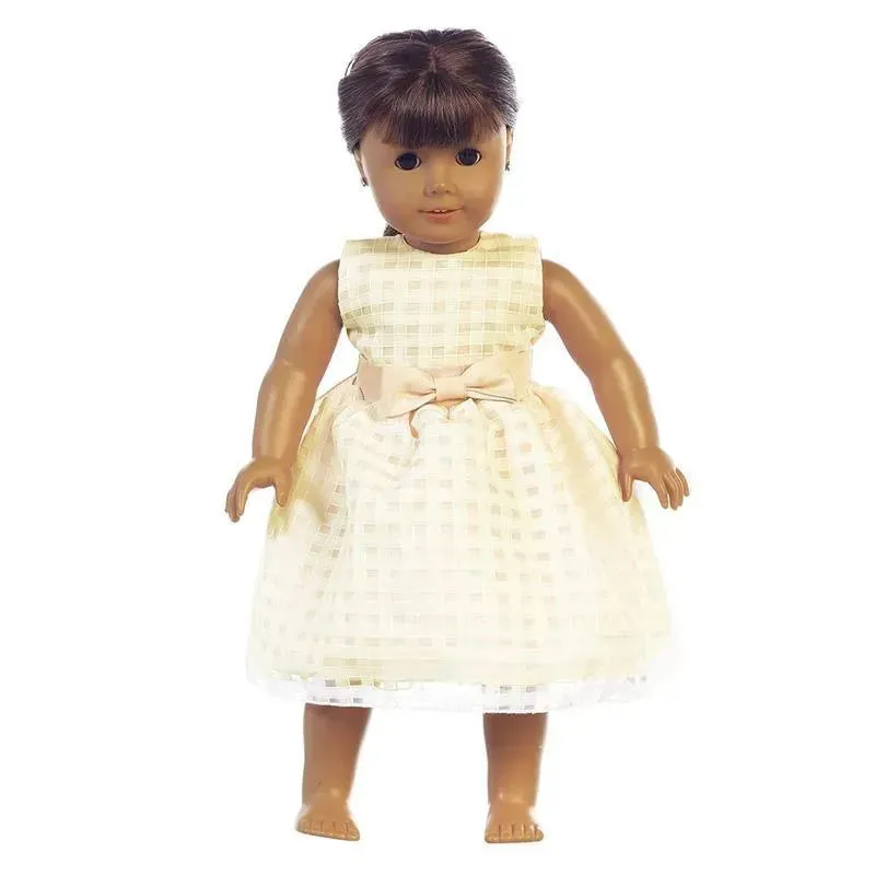 Lito - Organza Dress With Burnout Squares Dolls Dress, Yellow