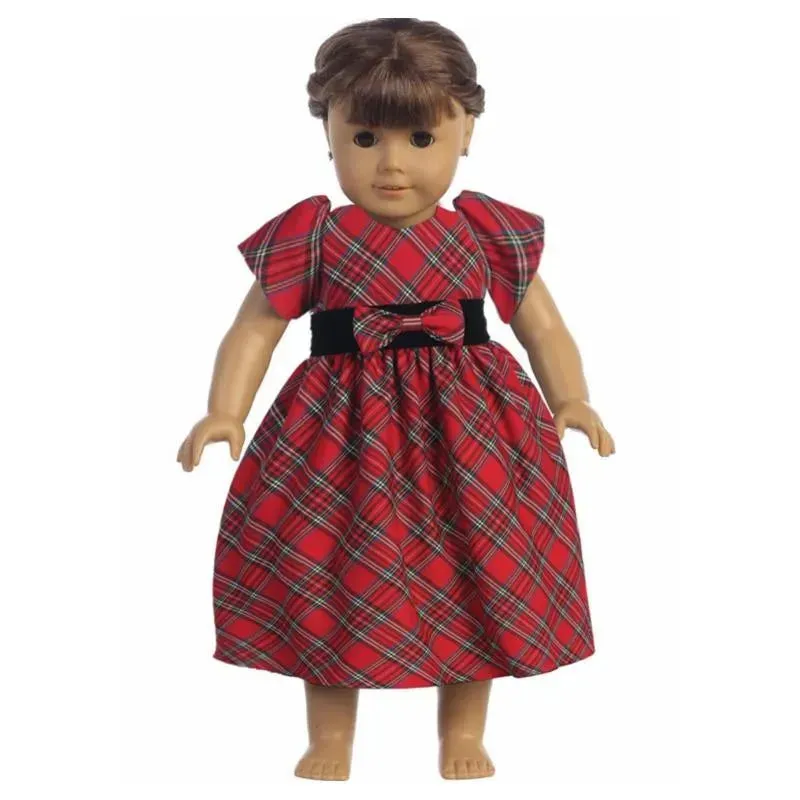 Lito - Plaid Red And, Green, Black Christmas Doll Dress