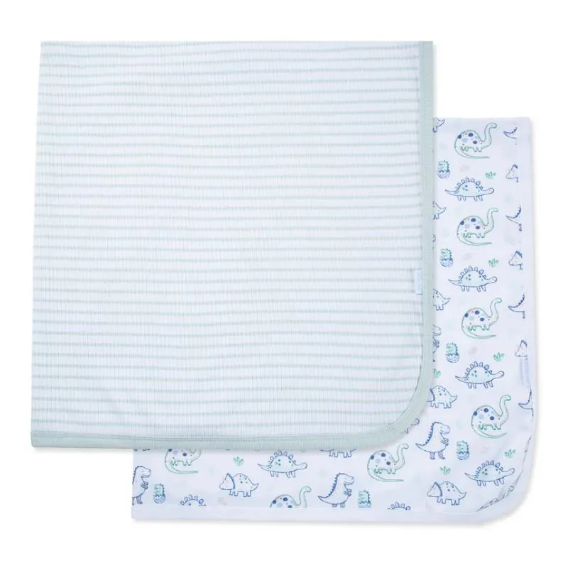 Little Me - 2Pk Baby Dino Friends Receiving Blankets