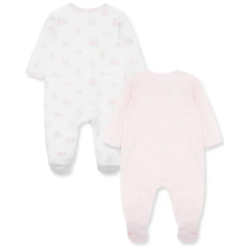 Little Me - 2Pk Baby Girl Charms Footies Pink - Image 2