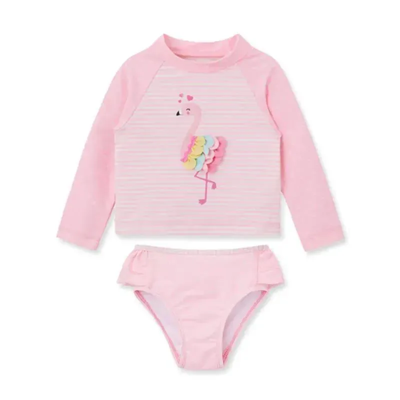 Little Me - 2Pk Baby Girl Flamingo Long Sleeve Rashguard Pink