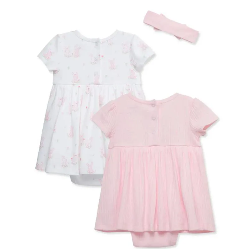 Little Me - 2Pk Tulips Baby Bsuit Dress Pink - Image 3