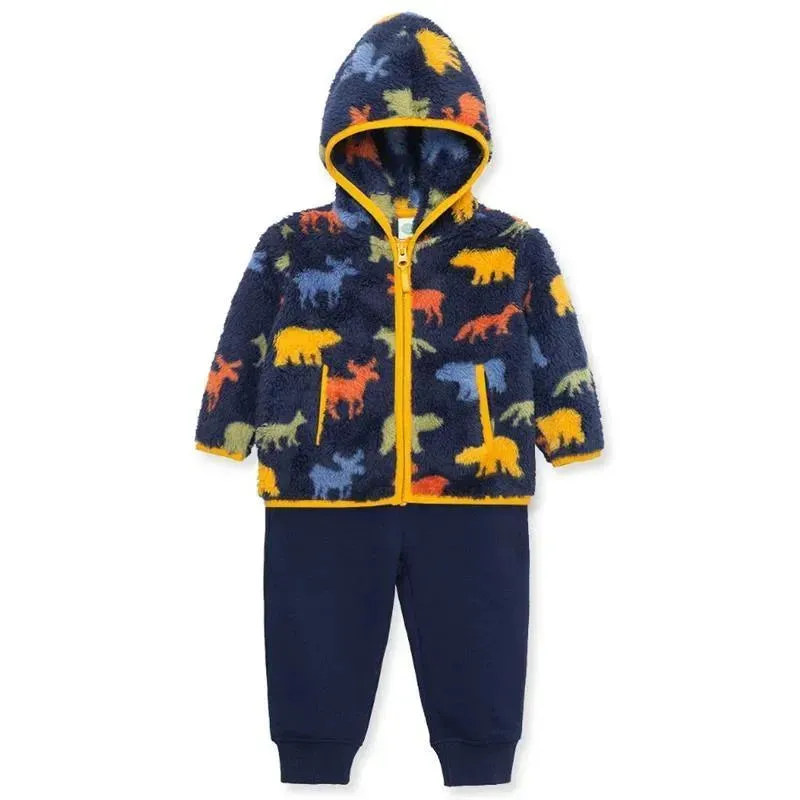 Little Me - 3Pk Baby Boy Woodland Infant Sherpa Set - Image 2