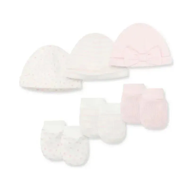 Little Me - 3Pk Baby Girl Charms Hat & Mitt Pink