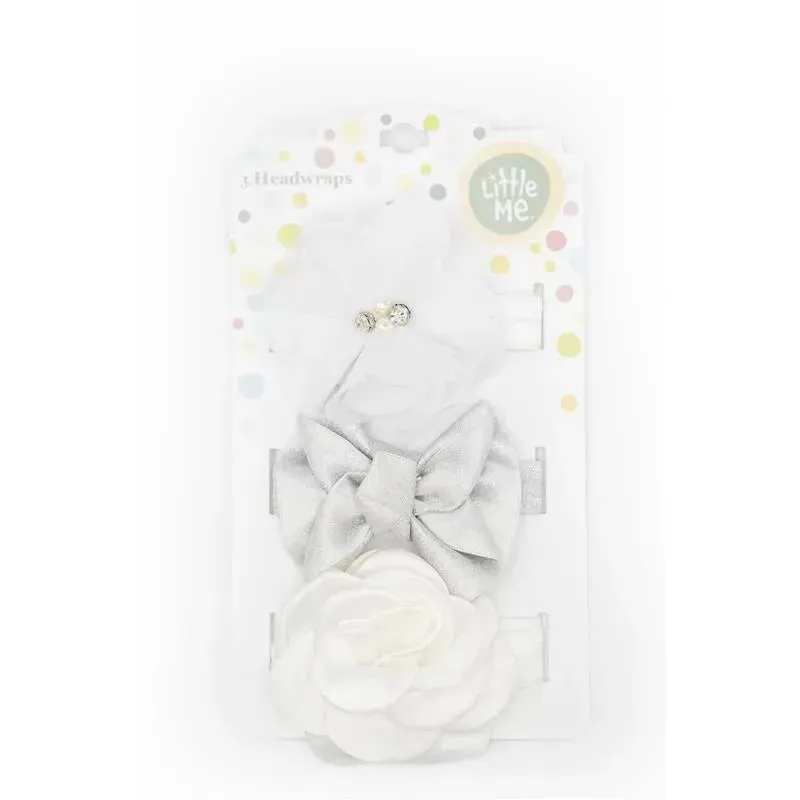 Little Me 3pk Baby Girl Head wraps White