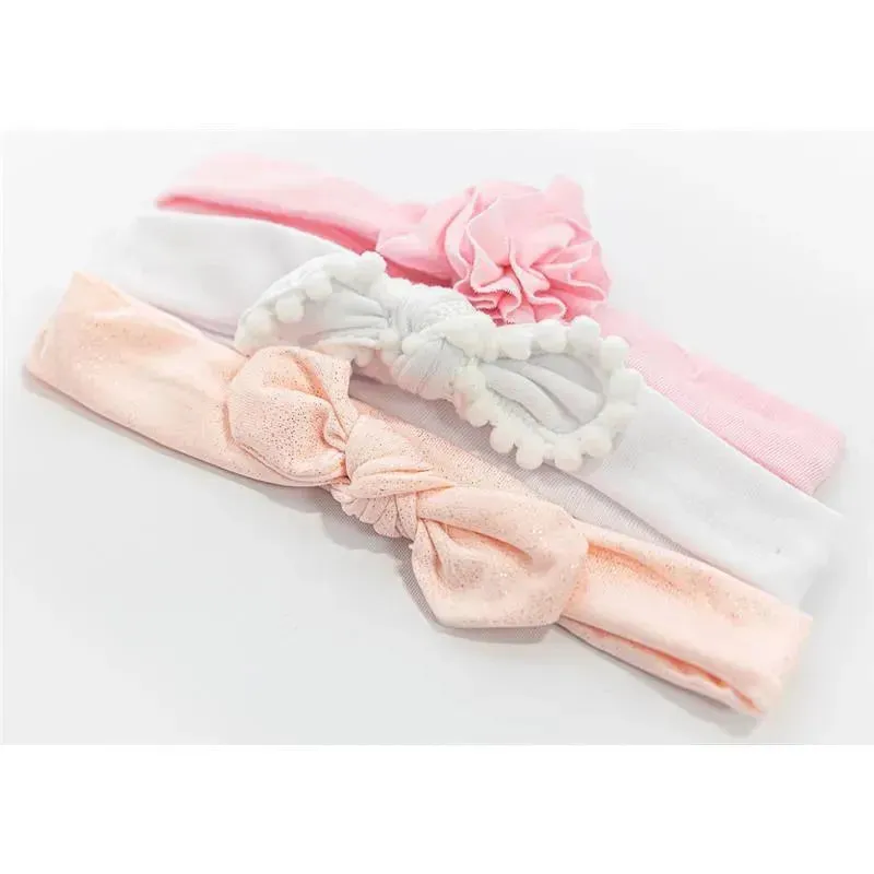 Little Me 5pk Baby Girl Headbands, Peach - Image 3