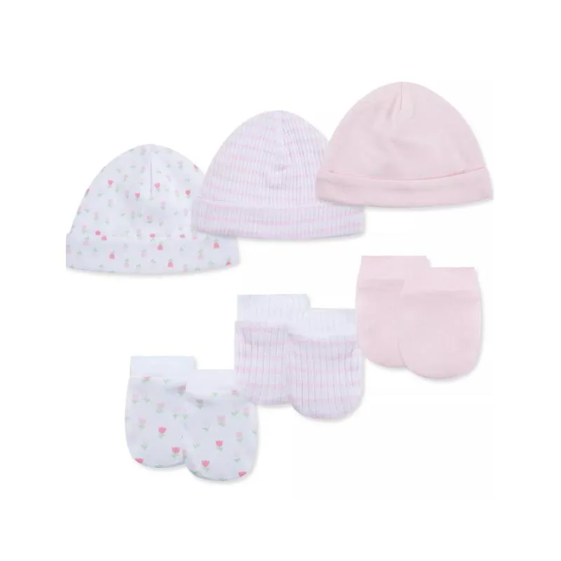 Little Me - 6Pk Girls Tulips Hat and Mitten Set - Image 2