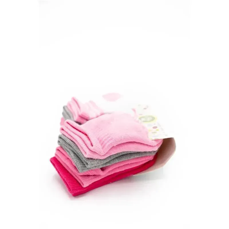 Little Me 8pk Half Cushion Baby Socks For Girls,Pinks and Grey - Image 3