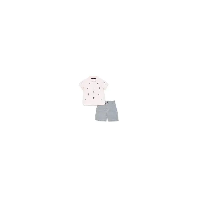 Little Me - Anchor Polo Short Set, Blue