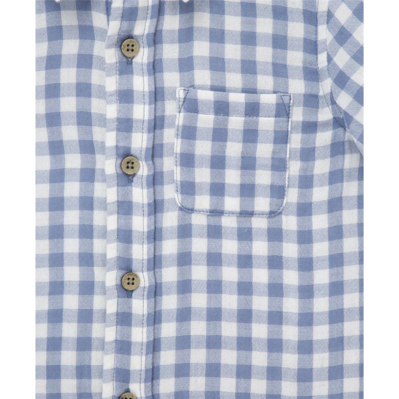 Little Me - Baby Boy Check Woven Short Set, Blue - Image 3