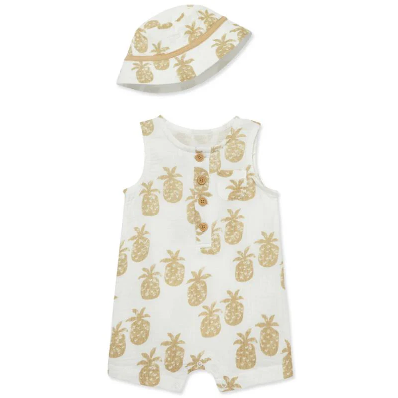Little Me - Baby Boy Pineapple Romper Hat, Tan