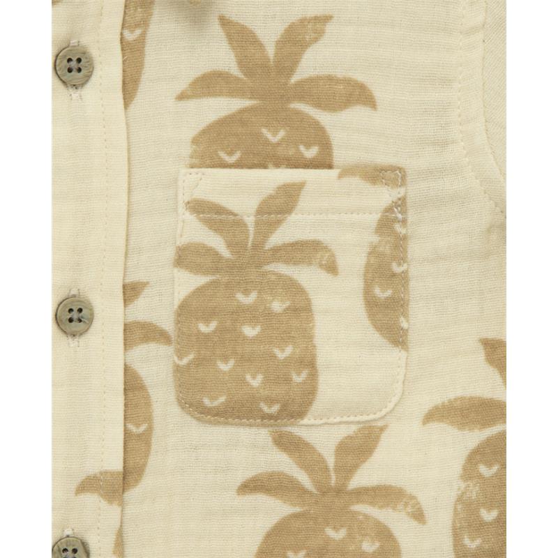 Little Me - Baby Boy Pineapple Woven Short Set, Tan - Image 3