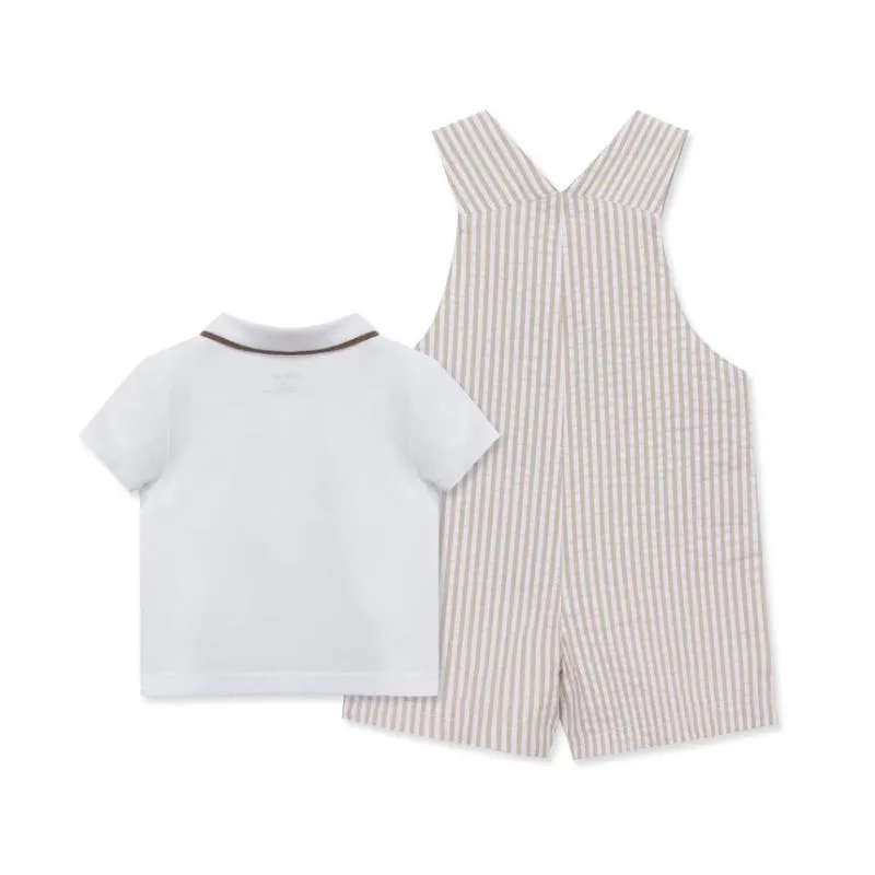 Little Me - Baby Boy Puppies Woven Shortall Set - Image 3