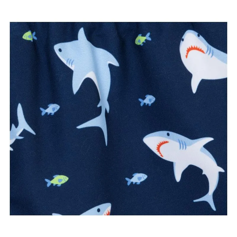 Little Me - Baby Boy Shark Swim Trunks Blue - Image 2