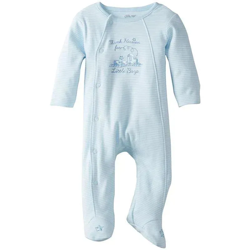 Little Me Baby Boys' Footie, White/Light Blue