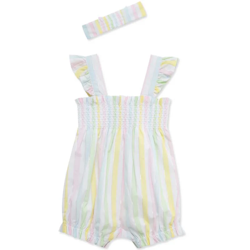 Little Me - Baby Girl Candy Stripe Bubble, Multicolor - Image 2