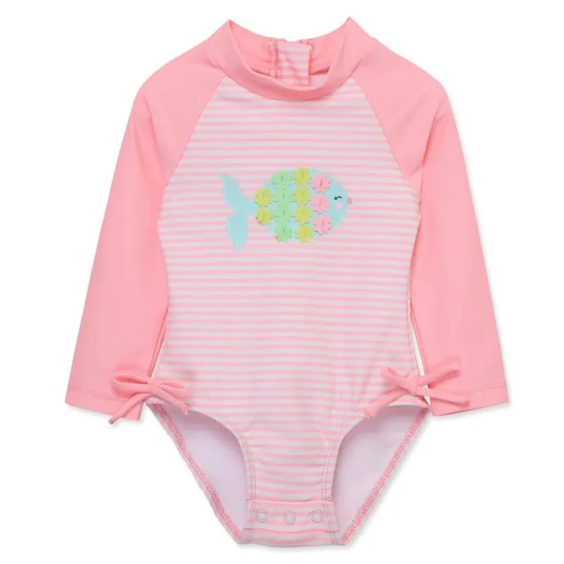 Little Me - Baby Girl Fish 1-Piece Rashguard Swimsuit