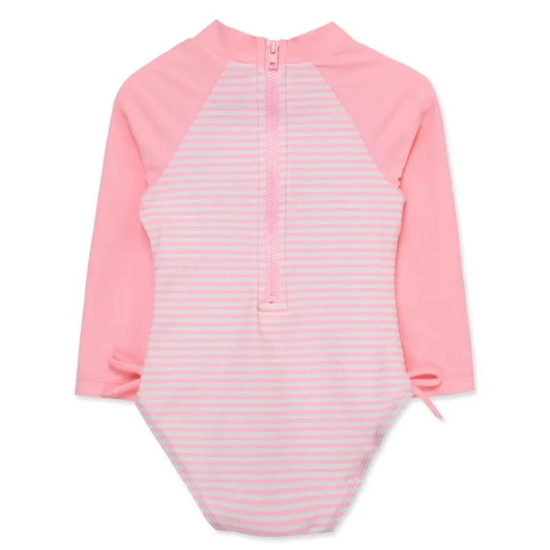 Little Me - Baby Girl Fish 1-Piece Rashguard Swimsuit - Image 2