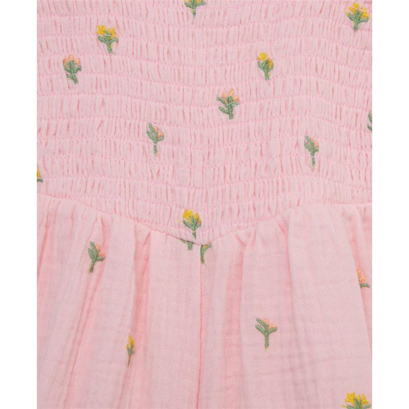 Little Me - Baby Girl Floral Schiffli Woven Romper Pink - Image 3