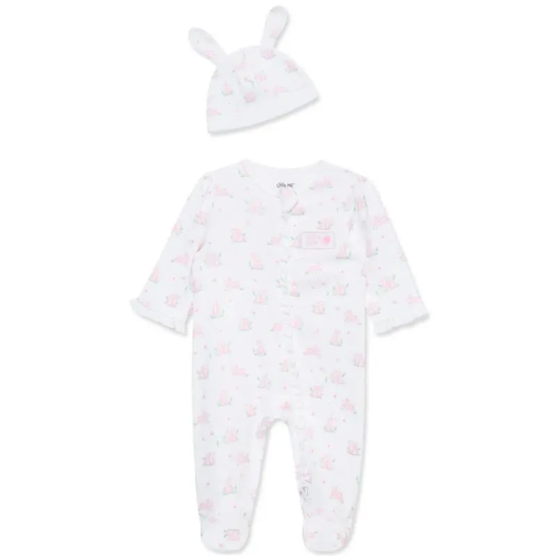 Little Me - Baby Girl Pink Bunny Footie & Hat