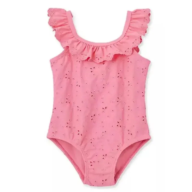 Little Me - Baby Girl Pink Eyelet Swimsuit