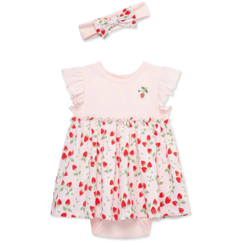 Little Me - Baby Girl Strawberries Bsuit Dress, Pink