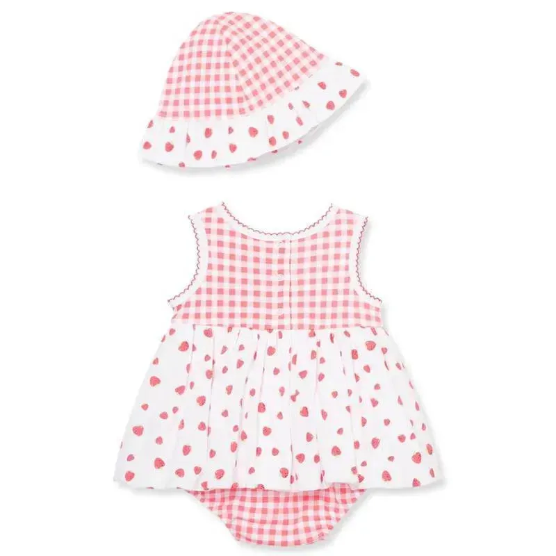 Little Me - Baby Girl Strawberries Popover & Hat - Image 2