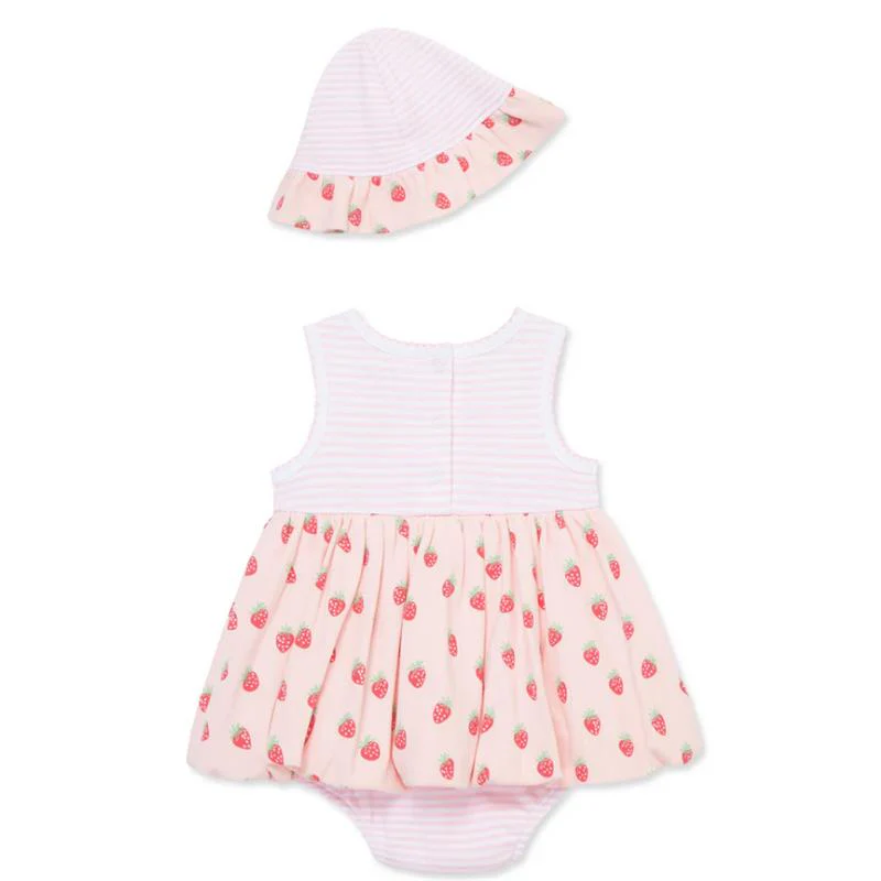 Little Me - Baby Girl Strawberries Popover, Pink - Image 2