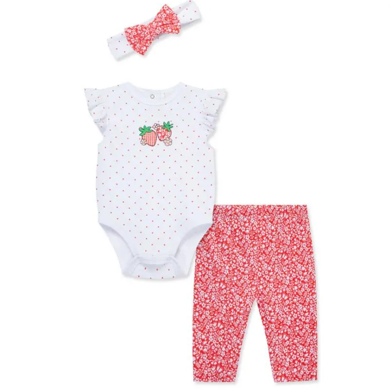 Little Me - Baby Girl Strawberry Bodysuit & Pant Set