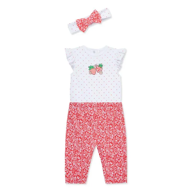 Little Me - Baby Girl Strawberry Bodysuit & Pant Set - Image 4
