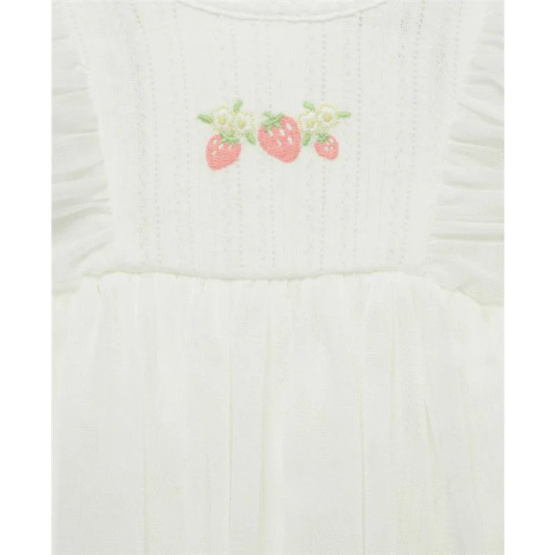 Little Me - Baby Girl Strawberry Popover, Ivory - Image 2