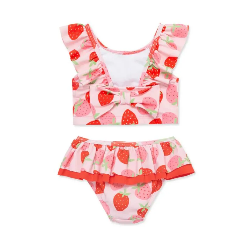 Little Me - Baby Girl Strawberry Swimsuit, Rose - Image 3