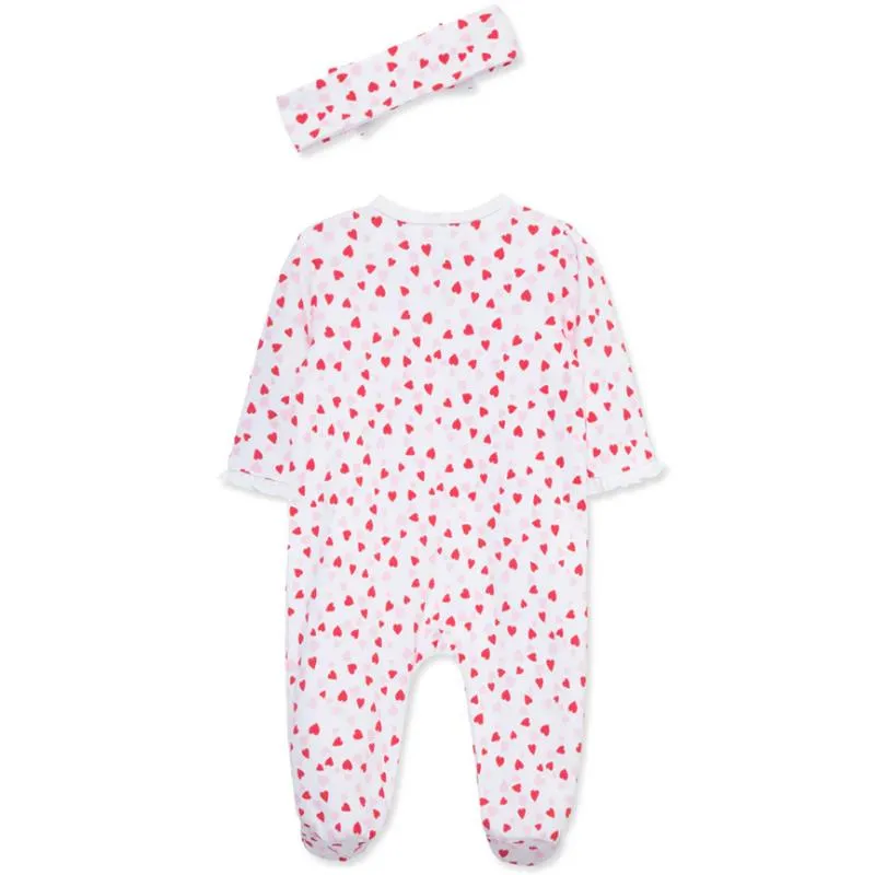 Little Me - Baby Girl Valentine Footie & Headband - Image 3
