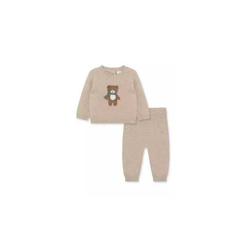 Little Me - Bear Sweater Set, Tan