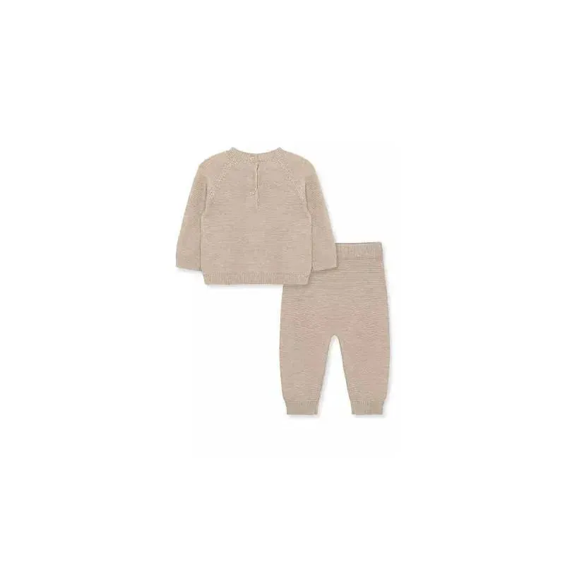 Little Me - Bear Sweater Set, Tan - Image 2
